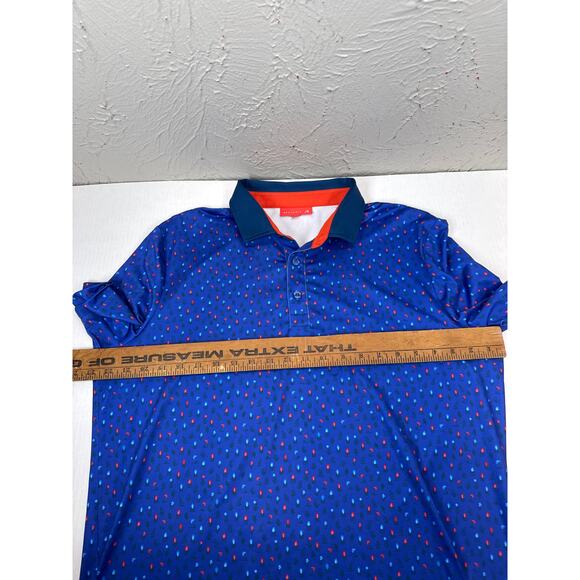 Redvanly Golf Polo Shirt Men's Blue Geometric Performance Stretch Size Large - Picture 5 of 5